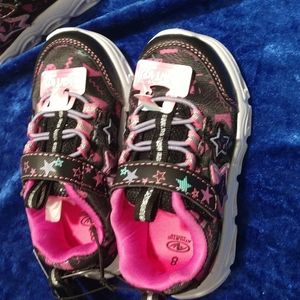 Athletic Works Sneakers Light-up Stars Glitter Non-Marking Rubber Soles Size 8